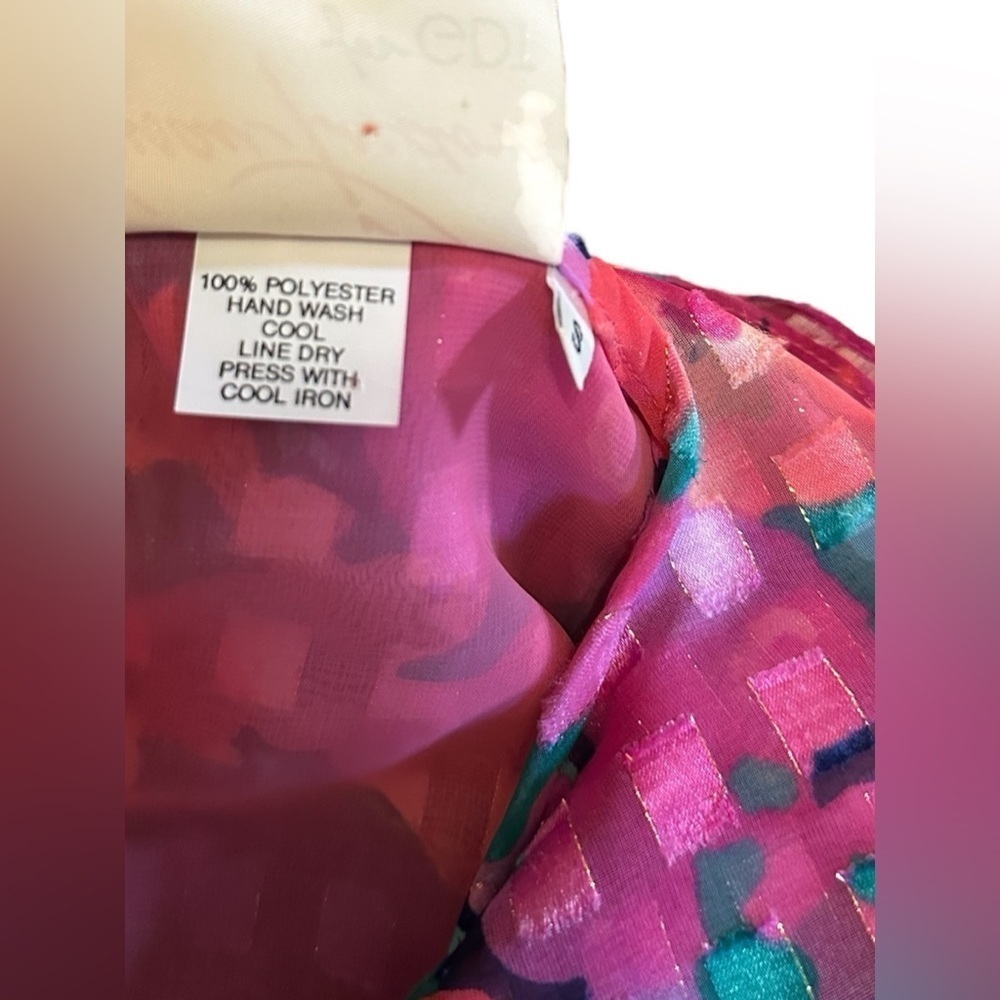 VINTAGE 80's Susan Tudor Pink Floral Midi Dress Pleated Cottagecore Ruffle S - Picture 10 of 14